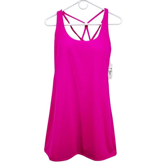 Womens Hot Pink Sleeveless Sports tenis Dress  Strappy Back  tenis Size M - Picture 3 of 11